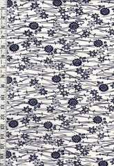 0967 - Yukata Fabric - Floating Flowers, Maple Leaves and Twigs - White
