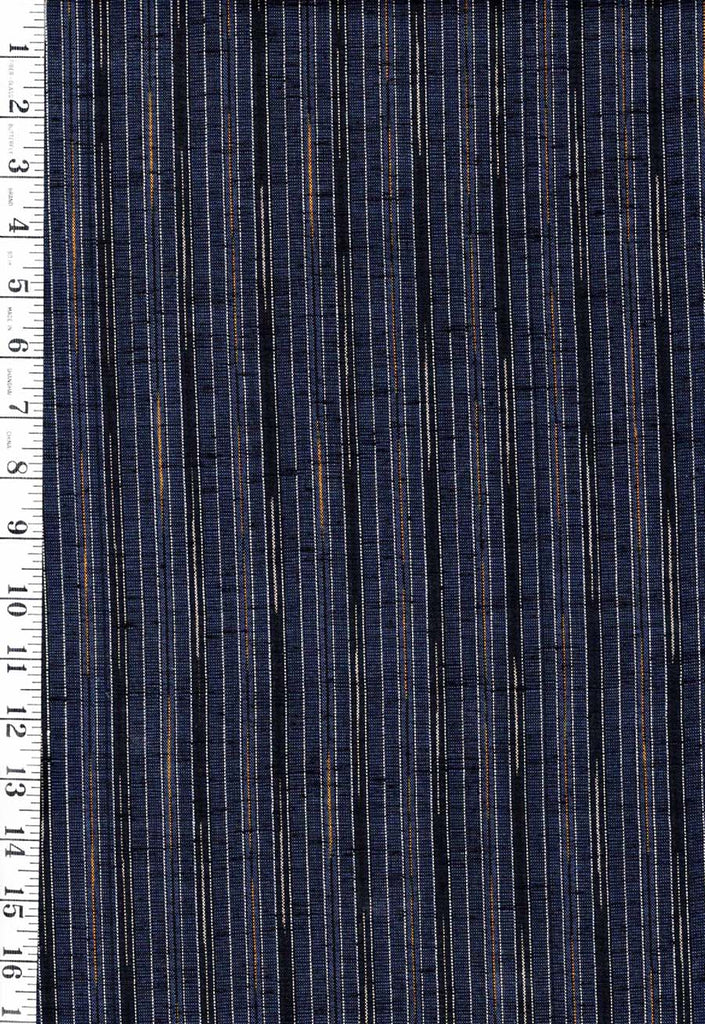 0974 - Vintage Woven Stripe Japanese cotton fabric - Navy, Dark Indigo or Black & Gold - Last 1 5/8 Yards