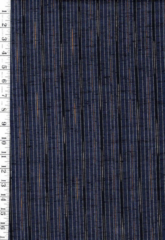 0974 - Vintage Woven Stripe Japanese cotton fabric - Navy, Dark Indigo or Black & Gold - Last 1 5/8 Yards