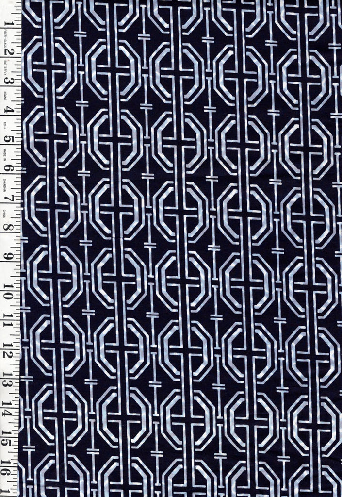 0989 - Yukata Fabric - Interlocking Hexagons - Traditional 14" wide - Indigo