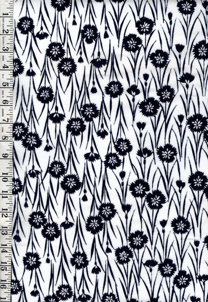 0990 - Yukata Fabric - Long Stem Dandelions - Traditional 14" wide - White
