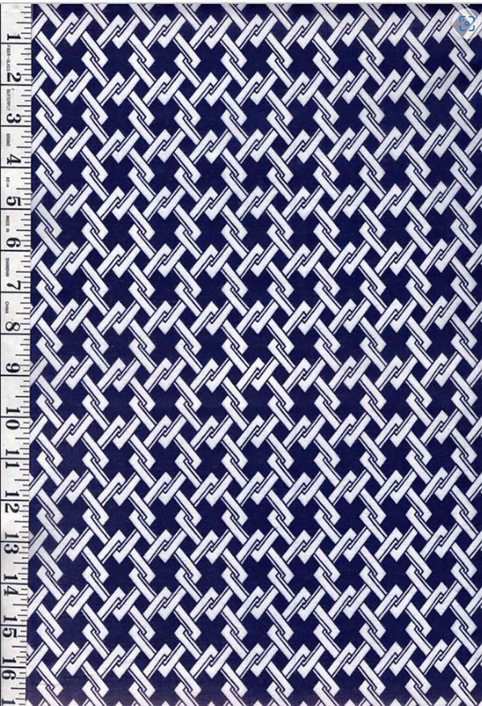 0991 - Yukata Fabric - Interlocking Diamonds - Traditional 14" wide - Dark Navy - By the Half Yard