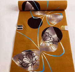 0995 - Yukata Fabric - Floral Butterfly Wings - Traditional 14" wide - Golden Brown