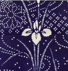 0998 - Yukata Fabric - Iris, Mums & River Swirls - Traditional 14" wide - Indigo