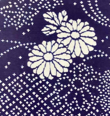 0998 - Yukata Fabric - Iris, Mums & River Swirls - Traditional 14" wide - Indigo