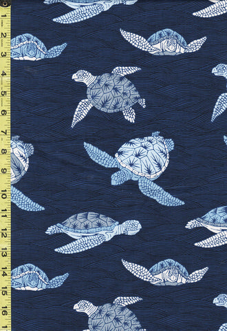 *Tropical - Alexander Henry - Turtles in Blue - # 9005 - Dark Navy - 32 Inch Piece