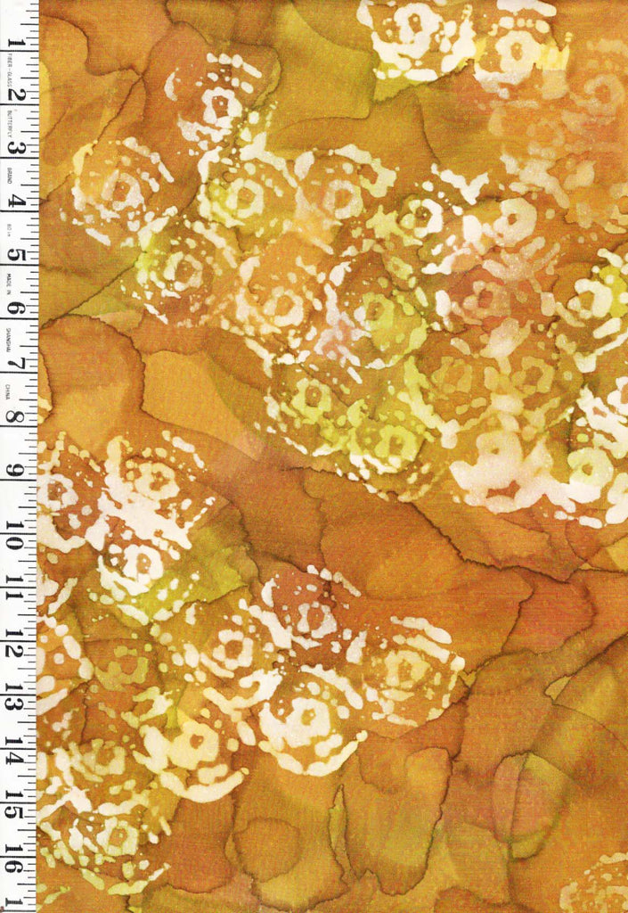 * Japanese Silk - Abstract Water Color Look - Gold Ochre, White & Lime - 1 yard - ON SALE
