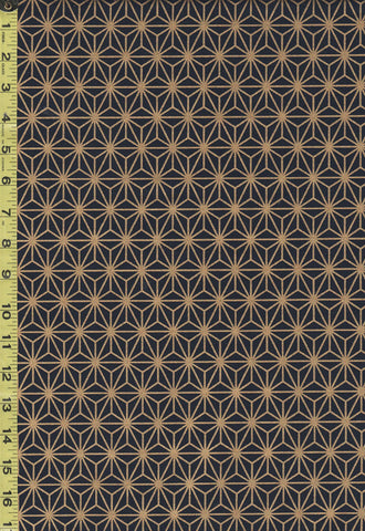 *Japanese - Hishiei Gold Metallic Asanoha- H-6833-2B - Dark Indigo (Almost reads Black)
