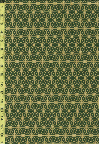*Japanese - Hishiei Gold Metallic Asanoha- H-6833-2D - Olive Green