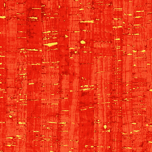 *Metallic - Uncorked - Cork Look with Metallic - 50107M-22 - CANDY APPLE - By the Half Yard