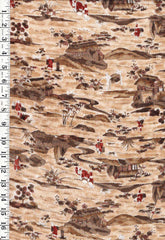 * Japanese Silk - Silk Blend - Japanese Village Countryside - Tan - 1 yard - ON SALE