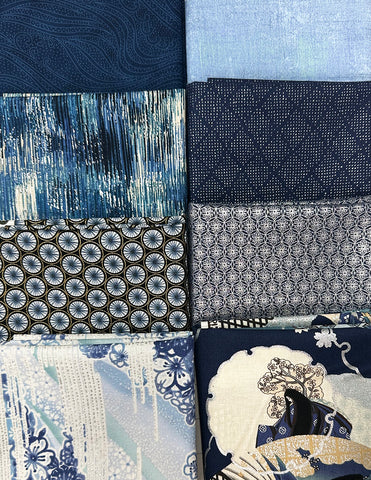 Fat Quarter Color Pack - IMPERIAL GEISHA - 8 Fat Quarters - Blues & Silver