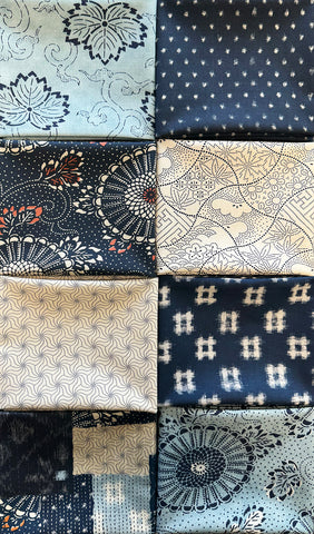 Japanese Fat Quarter Color Pack - INDIGO BLOOMING - 8 Fat Quarters