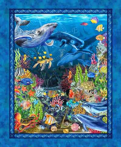 Tropical - In the Beginning - CALYPSO II - LARGE UNDER THE SEA PANEL - 20CAL-1- BLUE - ON SALE