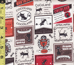 Japanese Novelty - Cocoland Cat Advertisements - Oxford Cloth - CO-10002-21A - Cranberry & Copper - ON SALE - SAVE 20% - Last 2 2/3 Yards