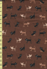 Japanese Novelty - Cocoland Wide Eye Electrified SMALL Cats - Oxford Cloth - CO-10002-2D - BROWN