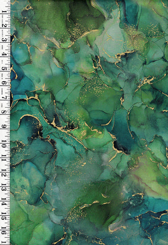 Fabric Art - Northcott Midas Touch - Abstract Water Splash - DM26833-68 - Green - Blue