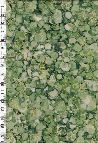 Fabric Art - Northcott Midas Touch - Abstract Compact Water Bubbles - DM26834-74 - Green