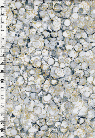 Fabric Art - Northcott Midas Touch - Abstract Compact Water Bubbles - DM26834-95 - Light Gray