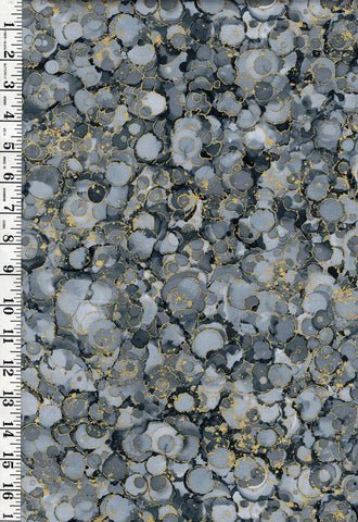 Fabric Art - Northcott Midas Touch - Abstract Compact Water Bubbles - DM26834-97 - Dark Gray