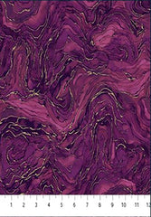 Fabric Art - Northcott Midas Touch - Abstract Gold Metallic Ripples - DM26835-28 - Plum Magenta - By the Half Yard