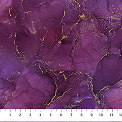 Fabric Art - Northcott Midas Touch - Abstract Gold Metallic Rockery - DM27630-28 - PLUM - By the Half Yard