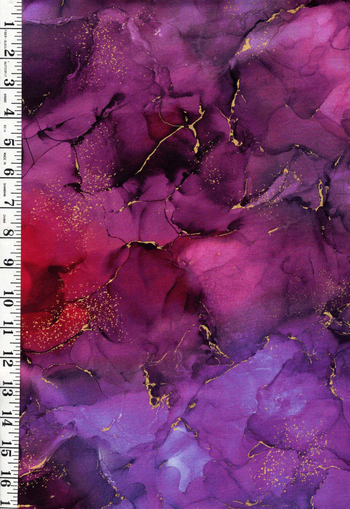 Fabric Art - Northcott Midas Touch - Abstract Gold Metallic Rockery - DM27630-28 - PLUM - By the Half Yard