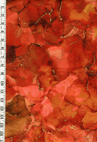 Fabric Art - Northcott Midas Touch - Abstract Gold Metallic Rockery - DM27630-56 - PUMPKIN - By the Half Yard