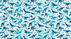 *Fabric Art - Northcott Deep Blue - Humpback Whales & Fish - DP28122-10 - White - By the Half Yard