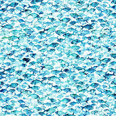 *Fabric Art - Northcott Deep Blue - Compact Small Blue Fish - DP28123-10 - White - By the Half Yard
