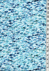 *Fabric Art - Northcott Deep Blue - Compact Small Blue Fish - DP28123-10 - White - By the Half Yard