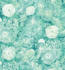 *Fabric Art - Northcott Deep Blue - Compact Tonal Sea Flowers - DP28124-64 - Light Teal - By the Half Yard