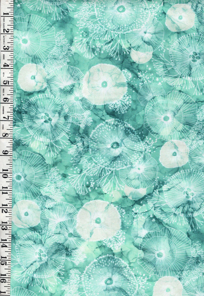 *Fabric Art - Northcott Deep Blue - Compact Tonal Sea Flowers - DP28124-64 - Light Teal - By the Half Yard