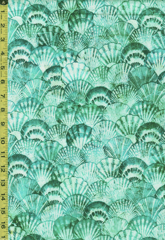 Tropical - Northcott VITAMIN SEA - Sea Scallop Shells - DP25419-64 - Turquoise-Multi - Last 2 3/4 Yards