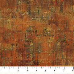 *Fabric Art - Northcott Tranquil Tides - Background Blender - DP27618-55 - Burnt Orange & Brown (Gold Ochre) & Gold Metallic
