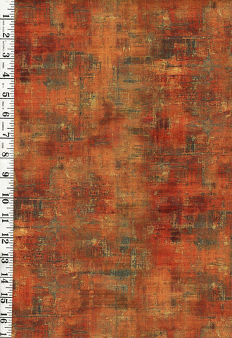 Fabric Art - Northcott Tranquil Tides - Background Blender - DP27618-55 - Burnt Orange & Brown (Gold Ochre) & Gold Metallic - Last 1/2 Yard