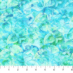 Fabric Art - Northcott Concerto - Tonal Abstract Leaves - DP27831-74 - Blue Green - By the Half Yard - Last 1 5/8 Yards