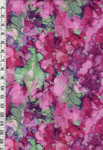Fabric Art - Northcott Concerto - Colorful Watercolor Abstract - DP27835-28 - Fuchsia, Green & Purple - By the Half Yard - Last 2 5/8 Yards