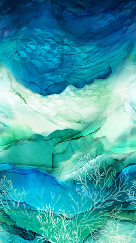 *Fabric Art - Northcott Deep Blue - Under the Sea OMBRE - DP28121-48 - Blue Multi - By the Half Yard