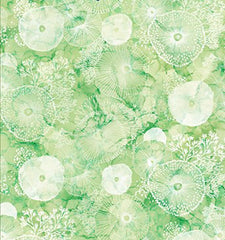 *Fabric Art - Northcott Deep Blue - Compact Tonal Sea Flowers - DP28124-74 - Green - By the Half Yard