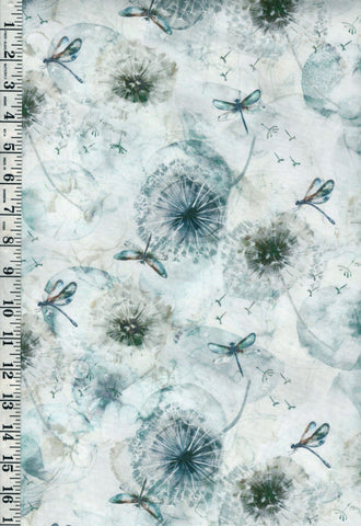 *Fabric Art - Northcott WHISPER - Puff Blossoms & Dragonflies - DP28703-11 - Cream - By the Half Yard