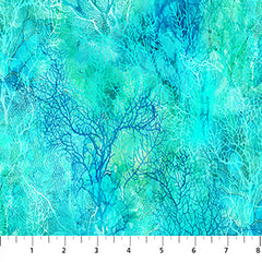 *Fabric Art - Northcott CORAL REEF - Sea Coral Texture - DP28881-66 - Turquoise - By the Half Yard