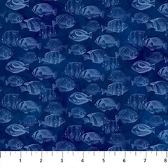 *Fabric Art - Northcott CORAL REEF - Compact Small Tonal Fish - DP28884-48 - Navy - By the Half Yard