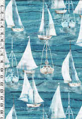*Fabric Art - Northcott SMOOTH SAILING - LARGE SAIL BOATS - DP28908-44 - Blue Multi - By the Half Yard