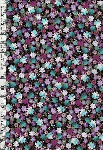 *Asian - SHIZUKA - Small Compact Flowers & Blossoms - FLEUR-CM3166 - MULTI - By the Half Yard