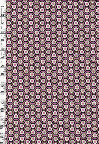 *Asian - SHIZUKA - Small Geometric Floral -  FLEUR - CM3168 - BLACK - By the Half Yard