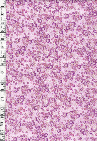 *Asian - SHIZUKA - Small Floral Cherry Blossoms & Wave Motif - FLEUR-CM3169 - PINK - PURPLE - By the Half Yard