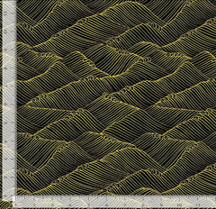 *Asian - SHIZUKA - Stylized Waves - FLEUR-CM3171 - BLACK & Gold Metallic - By the Half Yard