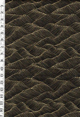 *Asian - SHIZUKA - Stylized Waves - FLEUR-CM3171 - BLACK & Gold Metallic - By the Half Yard