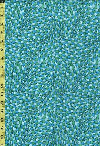 Tropical - Tropical Flair - Stylized Bird Feathers - 77661-474 - Blue-Green - ON SALE - SAVE 20% - Last 1 3/8 Yards